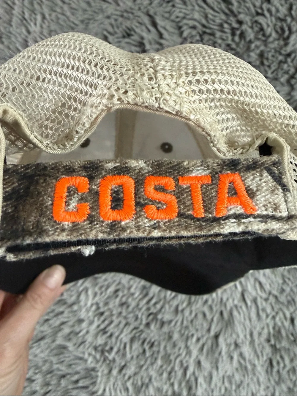 Costa Del Mar Camo Trucker Hat Orange Logo Mesh Back Adjustable Cap
